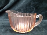 Vintage Pink Depression Ribbed Creamer