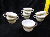 Collection 8 Pyrex Milk Glass Green Daisy Mugs