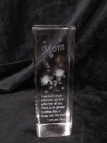 Laser Etched Glass Paperweight/Decor-Mom Poem