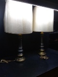 Pair MCM Style Metal Table Lamps
