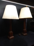 Pair MCM Wooden Table Lamps