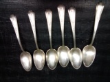 (6) Sterling Silver Serving Spoons  Duchess Tudor Plate Design 63 grams each (x6)