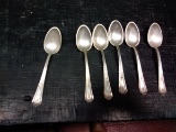 (6) Sterling Silver Spoons Duchess Tudor Plate Design 21.8 grams each (x6)