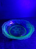 Vintage Green Depression Vaseline Bowl