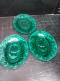 Collection 3 Green Indiana Tiara Sandwich Snack Plates