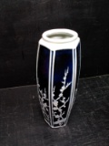 Decorative Blue and White Vase with Dogwood Motif