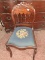 Antique Mahogany Carved Back Side Chair w/ Needle Point Seat