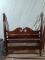Antique Mahogany Reeded Poster Bed w/ Metal Rails