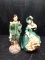 Pair Chalkware Victorian Lady & Gentleman