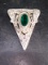 Jewelry-Silver Tone with Rhinestones and Emerald Stone Collar Clip