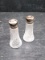 pair Glass S&P Shakers with Sterling Silver Tops