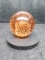 Studio Art Glass Amber Paperweight with Stand