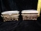 Temp-tations Presentable Ovenware-Polka Dot-2 Rectangle Serving Dishes with Metal Racks and Trivets,