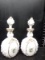(2) Hand painted Milk Glass Barber Bottles (x2)