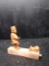 Hand Carved Folk Art Wooden Toy-Man Feeds Cat