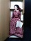 Porcelain Doll-Franklin Heirloom Doll-Rose Colored Flower Dress