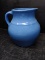 Vintage Blue Glazed Pottery Pitcher