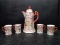 Hand painted Oriental Decorated Teapot and 4 Mugs