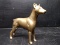 Solid Brass Dog Figure-Standing Doberman with Shell Collar