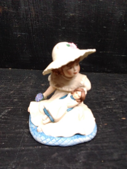 Sandra Kuck Porcelain Figure-Girl with Doll