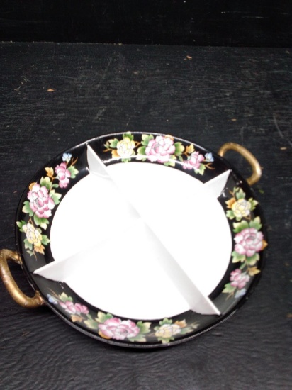 Hand painted Nippon Double Handle Divided Dish