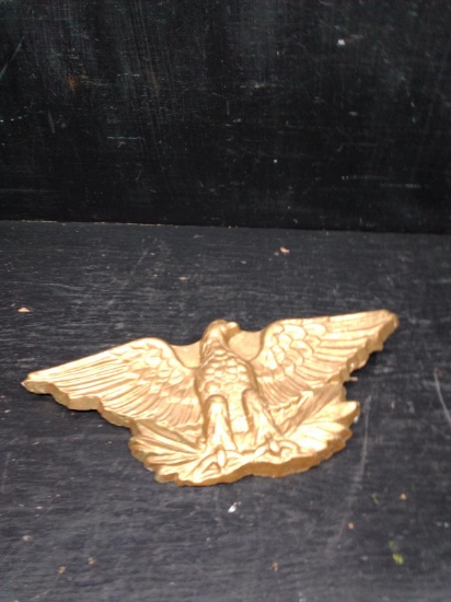 Chalkware Gold Painted Eagle Wall Plaque
