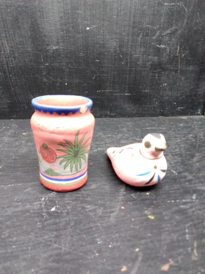 South Western Style Pottery-Vase and Bird