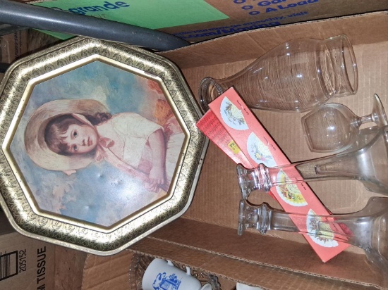 BL-Assorted Glassware and Biscuit Tin