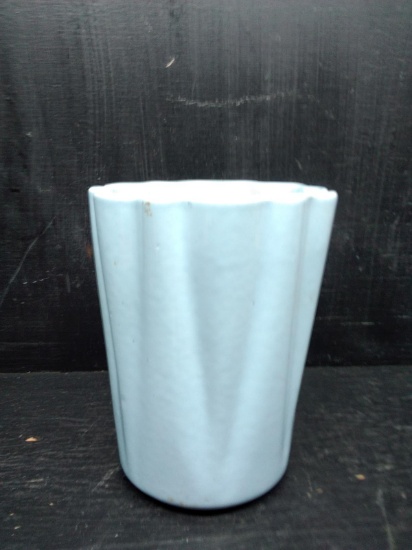 Baby Blue Alamo Pottery Ruffled Edge Vase