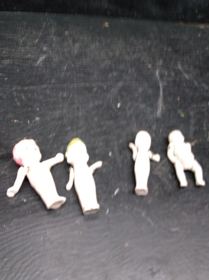 Collection 4 Antique Bisque Porcelain Jointed Dolls