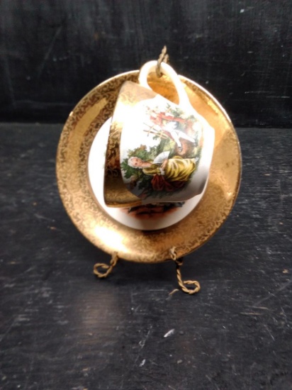 Vintage Porcelain Cup and Saucer on Stand