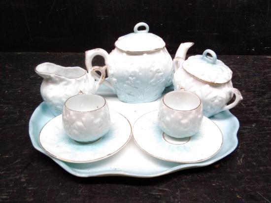 Vintage 8 pc Victorian Child's Tea Set for Two