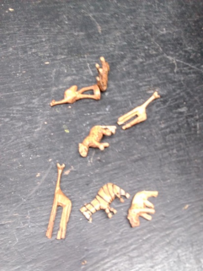 Collection 7 Carved Wooden Micro Miniature African Animals