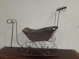 Antique Wicker Baby Sled Carriage