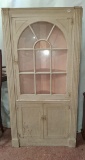 Antique 10 Pane Painted Corner Cabinet