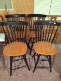 (4) Wooden Painted Swivel Bar Stools (x4)