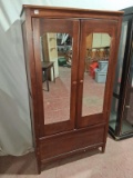 Antique Mirrored Two Door Wardrobe