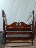 Antique Mahogany Reeded Poster Bed w/ Metal Rails