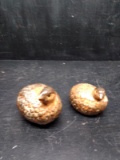 Pair Porcelain Quail Figurines