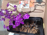 BL-Black Lacquer Serving Tray, Faux Flowers, Frame