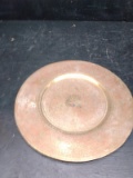 Vintage Brass and Enamel Peacock Plate