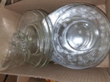 BL-Clear & Etched Luncheon Plates and Apple Serving Dishes