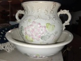 Antique Double Handle Waste Pot and Bowl by Wheeling Pottery