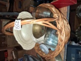 BL-Wicker Basket with Home Decor, Cream Pitcher