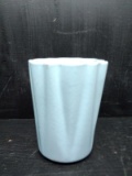 Baby Blue Alamo Pottery Ruffled Edge Vase