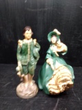 Pair Chalkware Victorian Lady & Gentleman