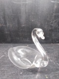 Clear Glass Swan Trinket Dish