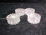 Collection 4 Vintage Diamond Point Master Salts with 2 Spoons