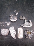 Jewelry-Assorted Pewter Pins, Pendants