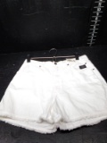 Clothing-Harley Davidson White Jean Fringe Leg Shorts Size  12